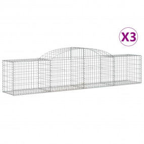 Gabion Basket Set of 3 Silver Galvanized iron Extra Lar...