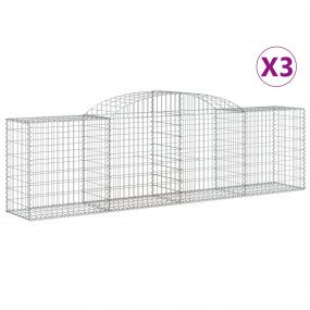 Gabion Basket Set of 3 Silver Galvanized iron 118.1x19....