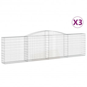 Gabion Basket Set of 3 Silver Galvanized iron Large Dur...