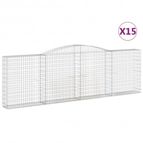 Gabion Basket Set of 15 Silver Galvanized Iron Large Du...