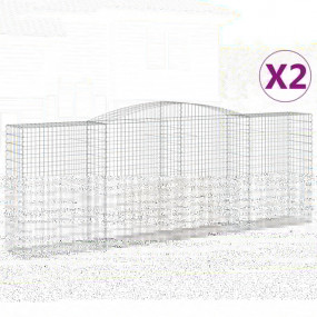 Gabion Basket Set of 2 Silver Galvanized Iron Large Dur...