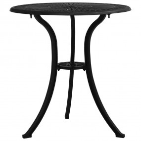 Garden Table Black Cast Aluminum Medium Decorative Inla...
