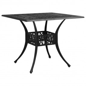 Garden Table Black Cast Aluminum Medium Decorative Inla...