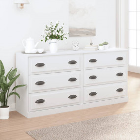 Sideboard Set of 2 White Engineered Wood Medium Sideboa...