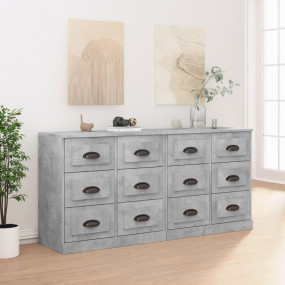 Sideboard Set of 2 Concrete Grey Engineered Wood Sidebo...