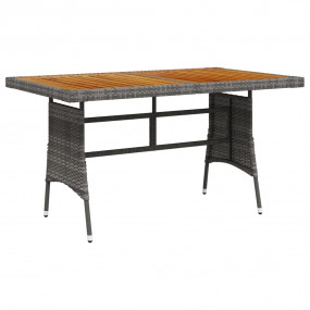 Garden Table Grey Solid acacia wood, PE rattan, powder-...