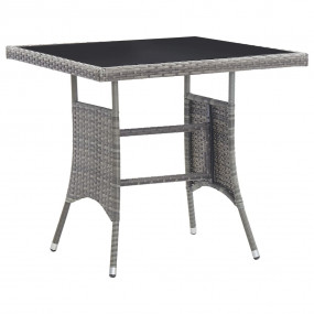 Garden Table Grey Poly Rattan, Powder-Coated Steel, Tem...