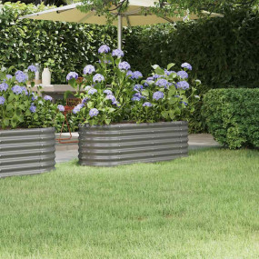 Garden Raised Bed Gray Powder-coated steel Large Durabl...