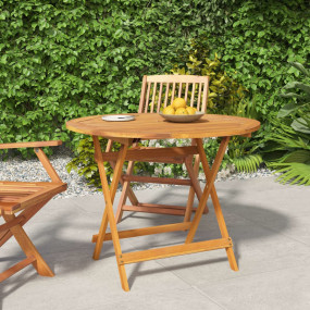 Garden Table Natural Wood Solid Acacia Wood Medium Fold...