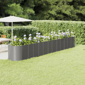 Garden Raised Bed Gray Powder-Coated Steel Large
