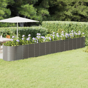 Garden Raised Bed Grey Powder-coated steel Large Tough
