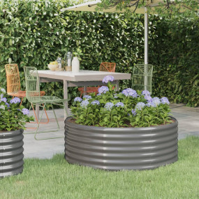 Garden Raised Bed Grey Powder-coated steel Medium Durab...