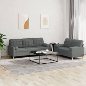 Sofa Set Dark gray Fabric (100% polyester), metal, text...