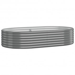 Garden Raised Bed Gray Powder-Coated Steel Medium Durab...