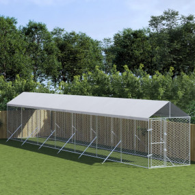 Outdoor Dog Kennel Silver Galvanized steel, polyethylen...
