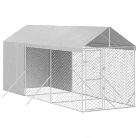 Outdoor Dog Kennel Silver Galvanized steel 6.6 x 19.7 x...
