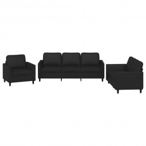 Sofa Set Black Faux leather 2-Seater Durable Sofa Set