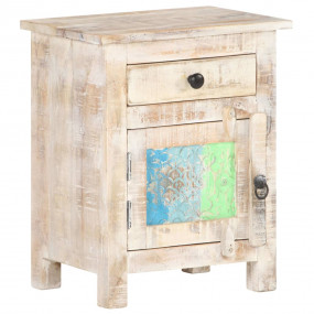 Bedside Cabinet Whitewashed Rough acacia wood 15.7 x 11...