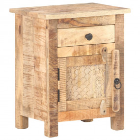 Bedside Cabinet Natural Wood Rough Mango Wood 15.7x11.8...