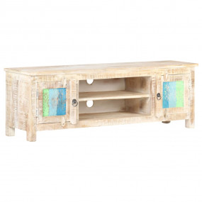 TV Cabinet Whitewashed Acacia Solid Acacia Wood Medium ...