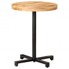 Bistro Table Natural Mango Wood, Black Rough Mango Wood...