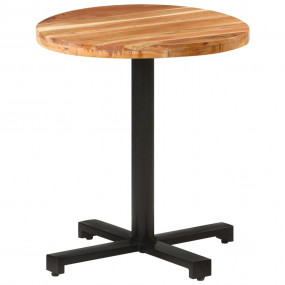 Bistro Table Natural wood, Black Solid Acacia Wood, Iro...