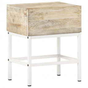 Bedside Table Natural wood with white Solid mango wood ...