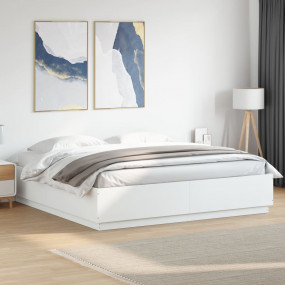 Bed Frame White Engineered wood, Plywood Full Bed Frame