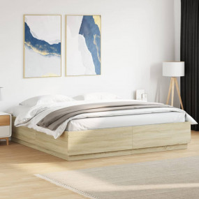 Bed Frame Sonoma oak Engineered wood, Plywood Double Be...