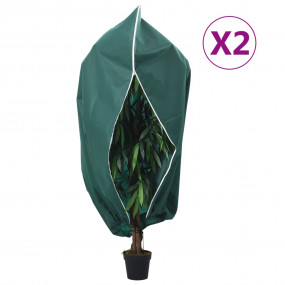 Plant Fleece Cover Set of 2 Green