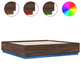 Bed Frame Brown oak Engineered wood, Plywood 79 in x 79...