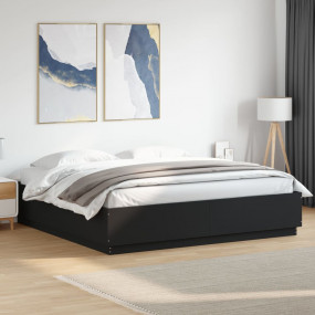 Bed Frame Black Engineered wood, Plywood King Bed Frame