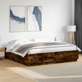 Bed Frame Smoked oak Engineered wood Super King Bed Fra...