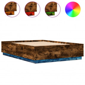 Bed Frame Smoked Oak Engineered wood Double Bed Frame