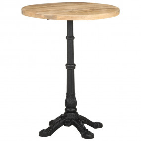 Bistro Table Natural Mango Wood, Black Rough Mango Wood...