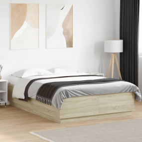 Bed Frame Sonoma oak Engineered wood Full Modern Bed Fr...