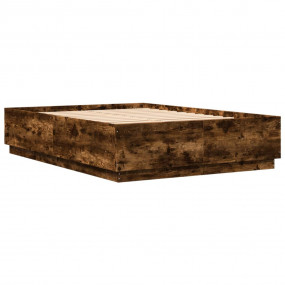 Bed Frame Smoked Oak Engineered Wood 55 x 79 in Bed Fra...