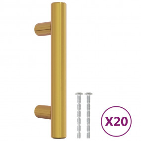 Cabinet Handle Set of 20 Gold Stainless Steel 3.9 x 1.3...