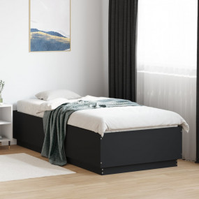 Bed Frame Black Engineered wood, Plywood 39.4 x 78.7 in...