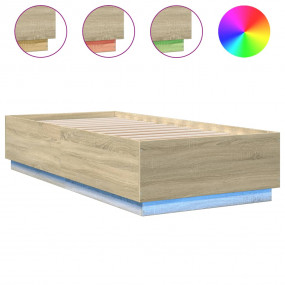 Bed Frame Sonoma Oak Engineered wood, Plywood slats Sin...