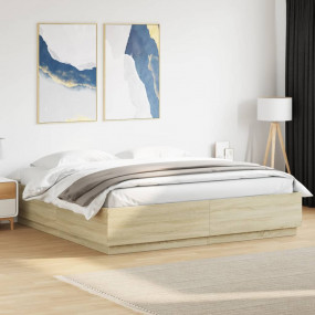 Bed Frame Sonoma Oak Engineered wood, Plywood 78.7x78.7...