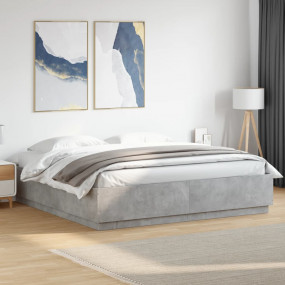 Bed Frame Concrete Grey Engineered Wood, Plywood 79 x 7...