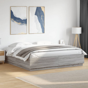 Bed Frame Gray Sonoma Engineered Wood King Durable Bed ...