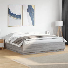Bed Frame Grey Sonoma Engineered wood, Plywood Super Ki...