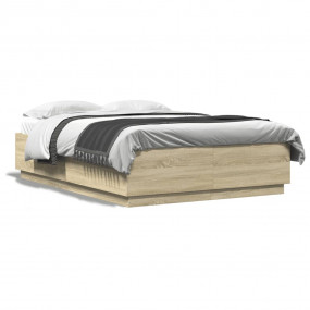 Bed Frame Sonoma Oak Engineered Wood Full Durable Bed F...