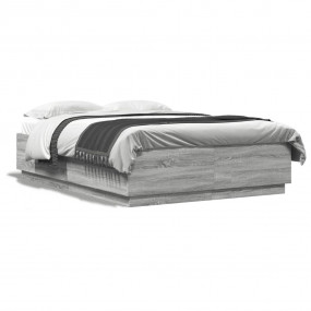 Bed Frame Grey Sonoma Engineered Wood Double Modern Bed...