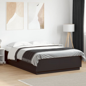 Bed Frame Black Engineered wood King Size Minimalistic