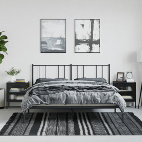 Nightstand Set of 2 Black Powder-coated steel, fluted g...