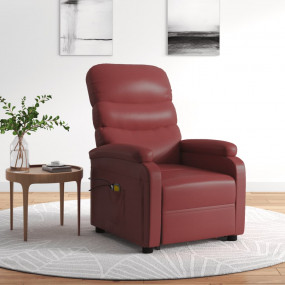 Stand Up Massage Chair Wine Red Faux leather, Foam, Iro...