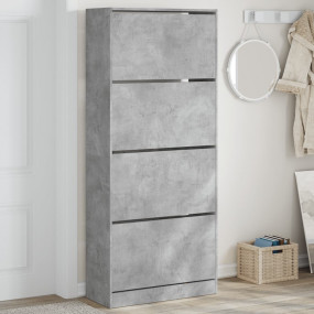 Shoe Cabinet Concrete Gray Engineered Wood Tall Shoe Ca...